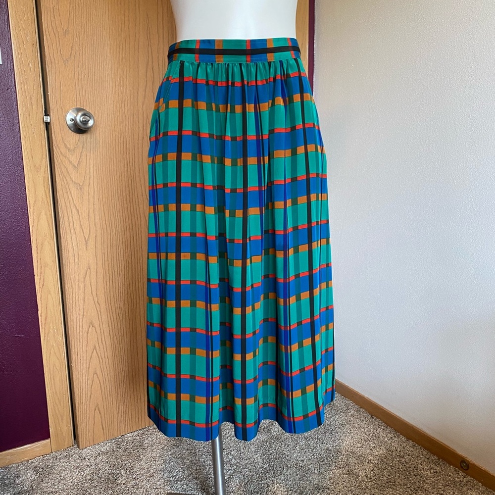 Claiborne Blue and Green Maxi A-Line Skirt